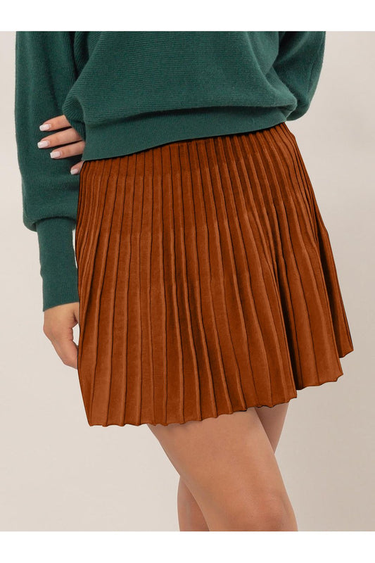 HYFVE High Waist Knit Pleated Flare Mini Skirt