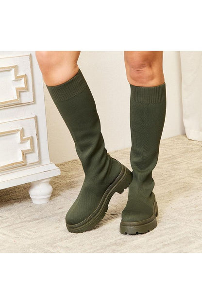 WILD DIVA Footwear Knee High Platform Sock Boots