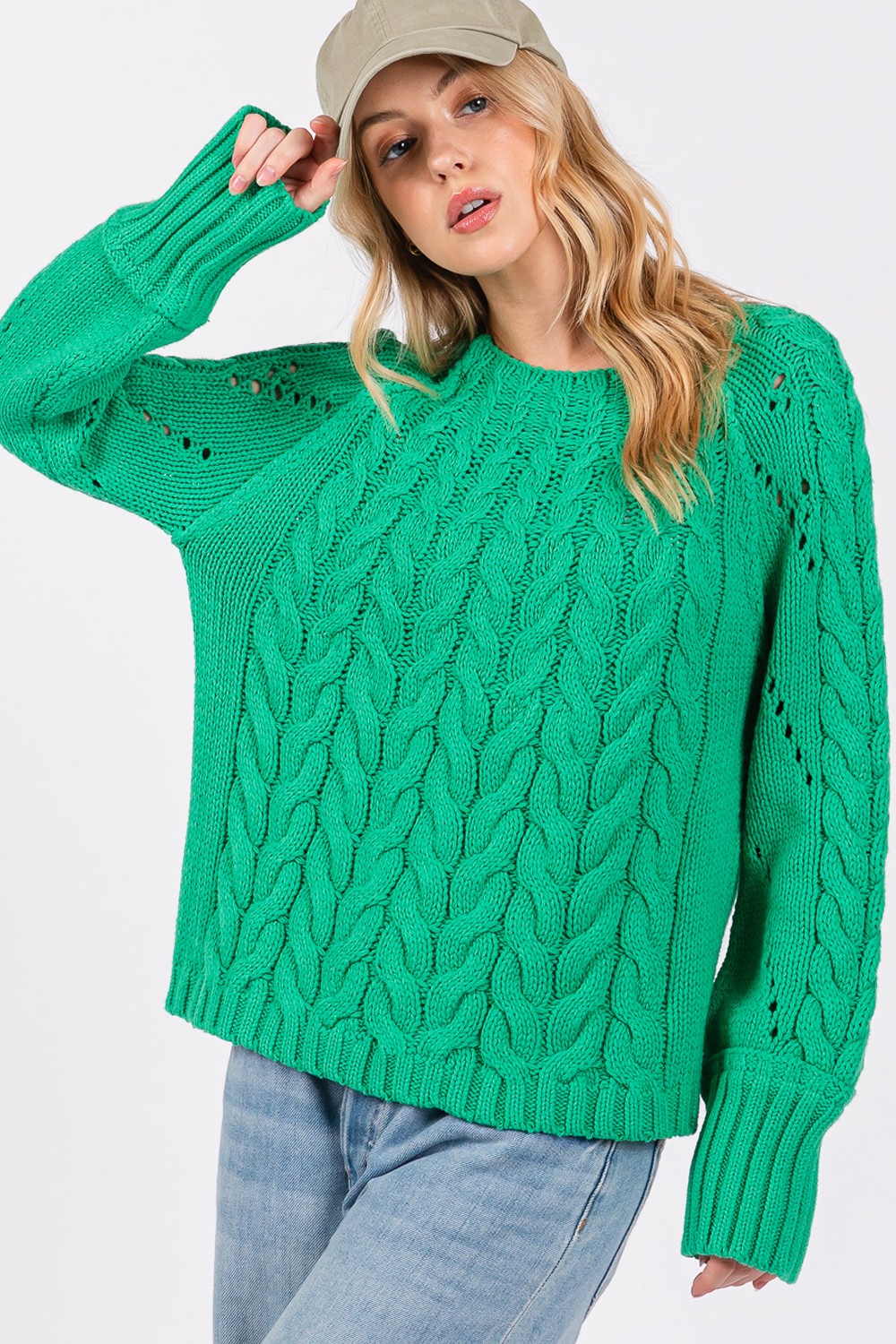 SAGE + FIG Cable-Knit Long Sleeve Sweater