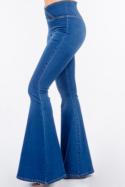 American Bazi High Waist Pull On Flare Jeans