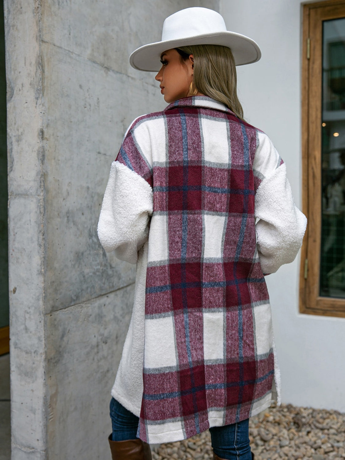 Plaid Dropped Shoulder Longline Coat